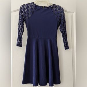 Navy blue polka dot dress from Express.